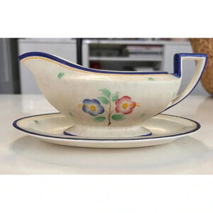 Rare Snow Glazed Crown Ducal Gravy Boat from England